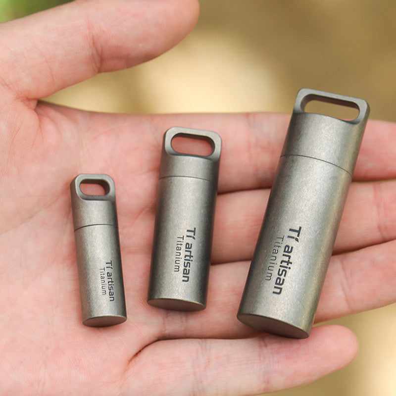New Pure Titanium Mini Sealed Waterproof Pill Box Storage Pendant Box EDC Tools