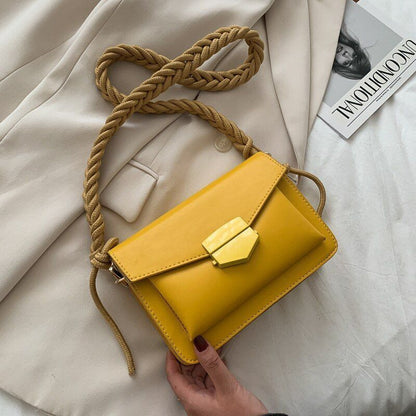 Shoulder Bag Weave Strap Crossbody Flap Messenger Purse Handbag Leather Pouch