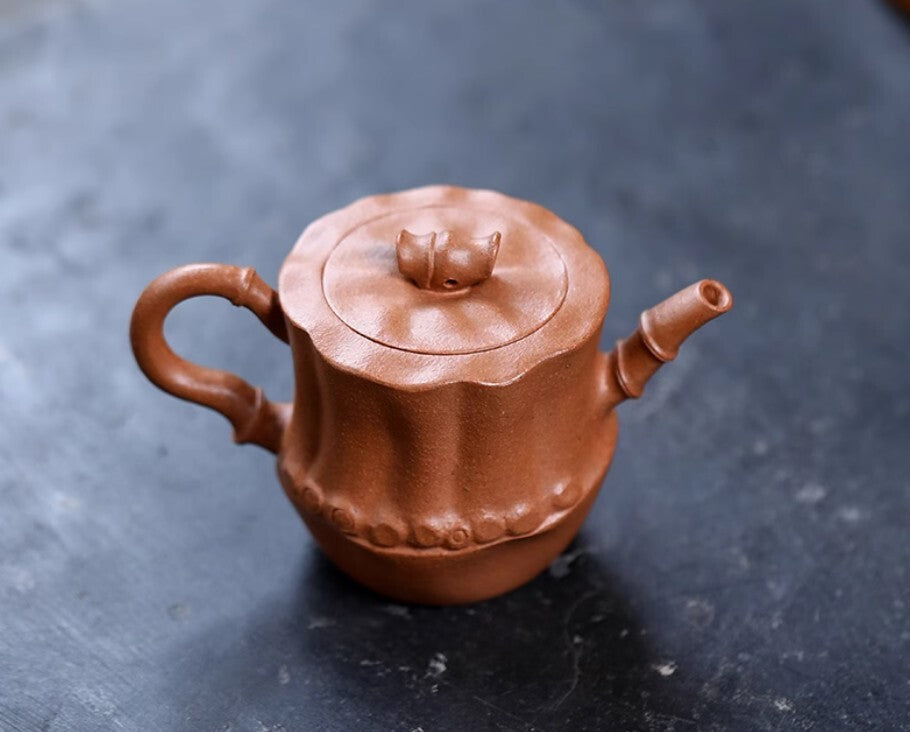 140cc chinese Yixing Handmade Zisha teapot JiangPoNi Bamboo Hu Gongfu Tea Pot