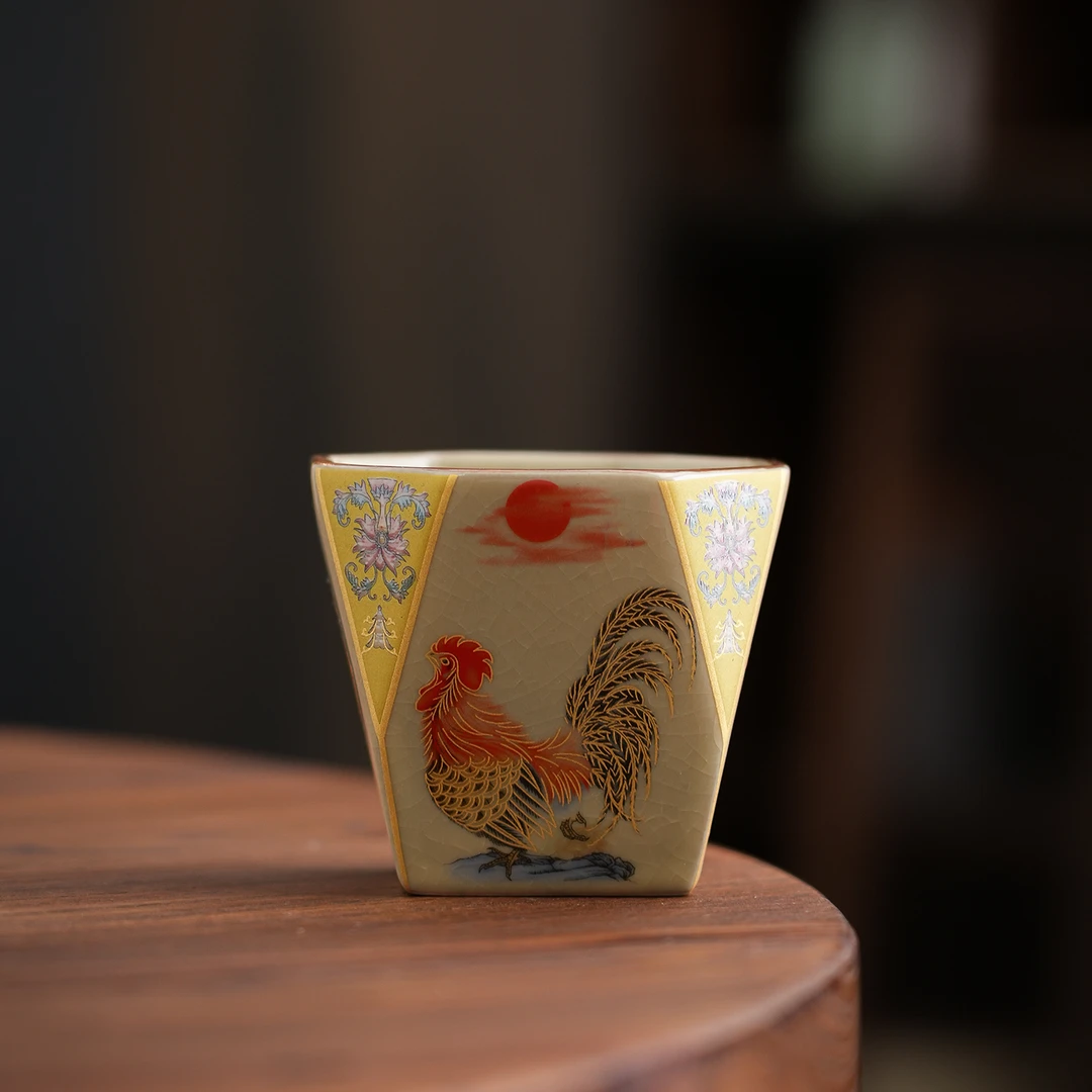 Ru Porcelain Golden Rooster Dawn Teacup Master Cup Household Tea Cup