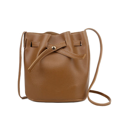 The Bucket Bag Women PU Leather Drawstring Handbag Tote Hobo Handbag Brown USA