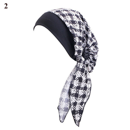 Ladies Long Tail Chemo Cap Turban Hat Headscarf Braid Hat Fashion Pirate Cap