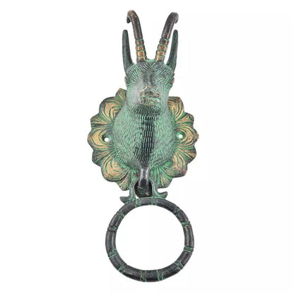 Antique Look Brass Billy Goat Patina Door Knocker Door Bell Home Decor