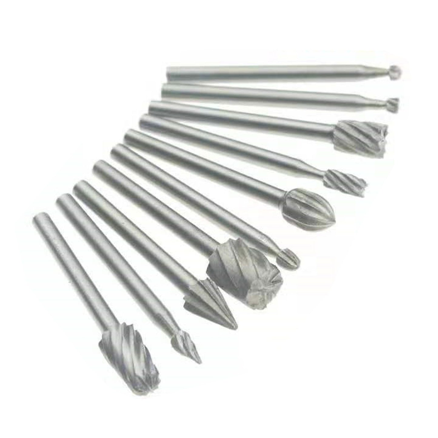 10Pcs 3mm Shank HSS Rotary Burr File Rasp Drill Bits Set For Wood Stone Carving
