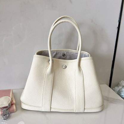 Top logo/ Epson leather Women's Handbag White 25cm Silver hardware