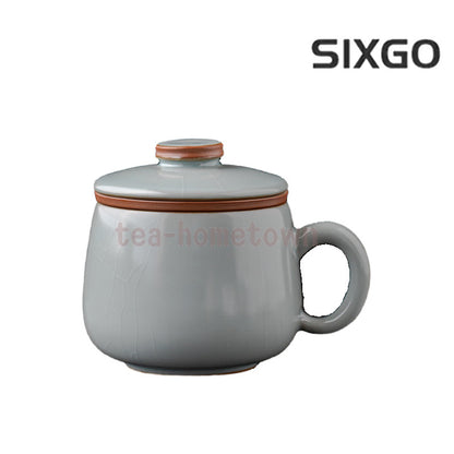 Azure Ru Kiln Office Cup with Lid Tea Separation Ceramic Tea Set