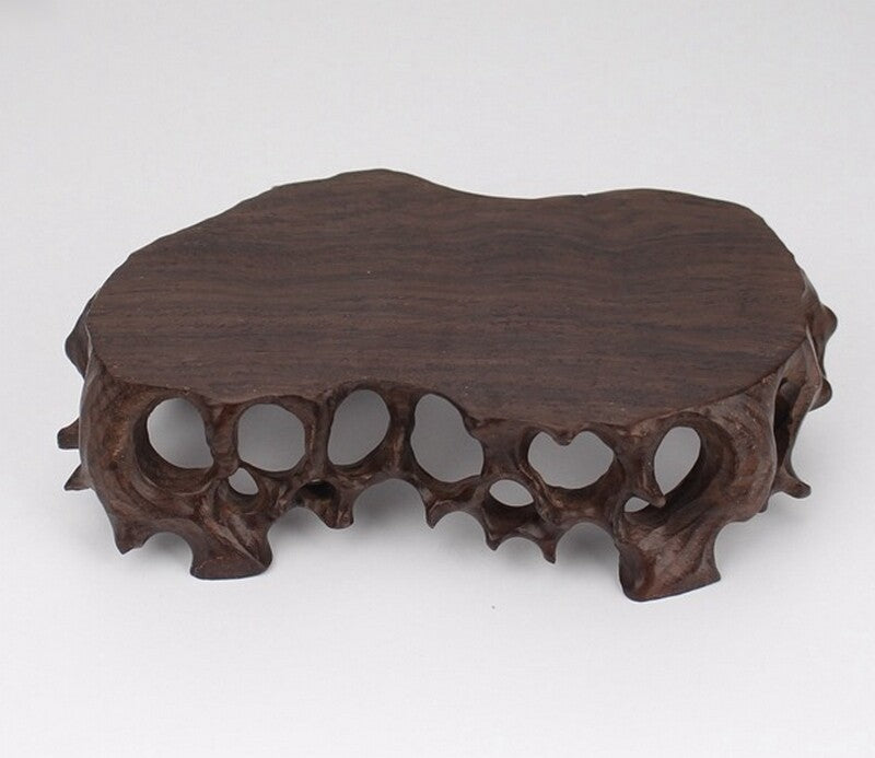 Ebony Wood Carved Display Rack Tree Root Bonsai Pot Art Vase Statue Base Decor