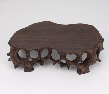 Ebony Wood Carved Display Rack Tree Root Bonsai Pot Art Vase Statue Base Decor