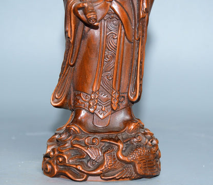 Chinese Boxwood Wood Carving Confucius Statue Wooden Sculpture Home Decor Art