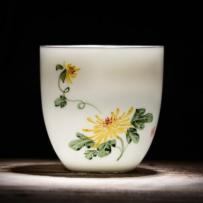 Teacups Drinkware Chinese Kung Fu Tea Cup Ceramic Porcelain Tea Set Accessories