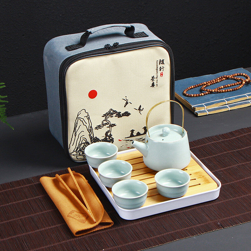 Sold At A Loss Travel Tea Set With Portable Bag Porcelain Tea Set Towel Tool New