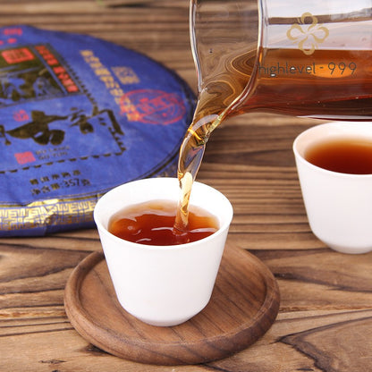 357g Ripe Pu'er Tea Cake Yunnan Bulang Ancient Tree Mellow Compressed Leaf Tea