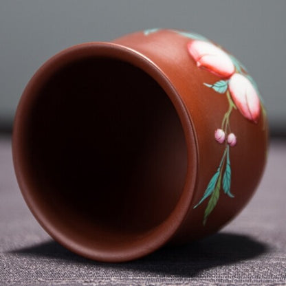 4pcs/lot Marked Tea Cup Chinese Handpainted Cup Real Yixing Zisha Purple Clay