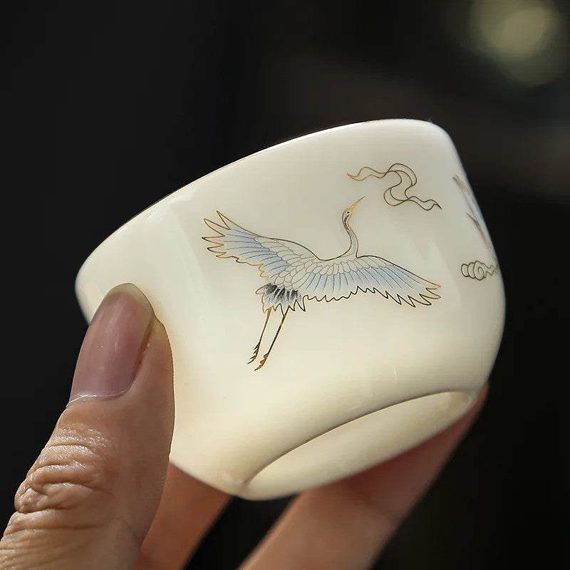 Scalding Sheep Fat Jade White Porcelain Tea Cup Ceramic Tea Cup Master Cup