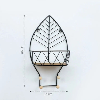 Wall Display Stands Iron+Wood Golden Home Hanging Decorations Storage Rack Hook