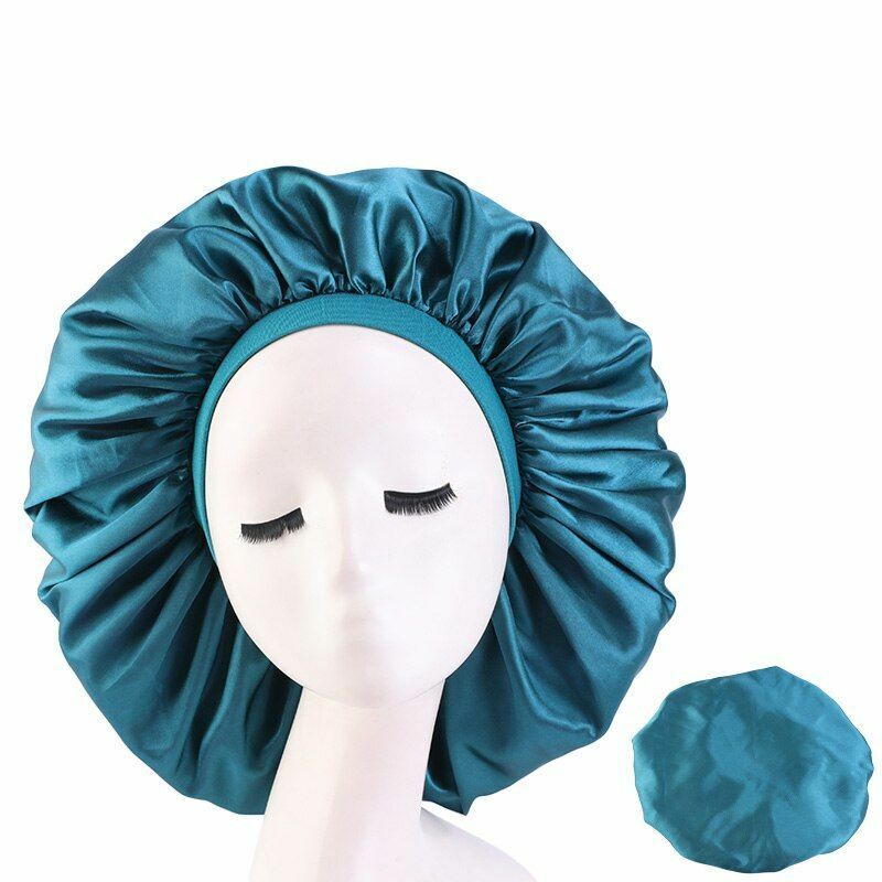 Sleep Night Cap Big Size Beauty Satin Silky Bonnet Head Cover Hat Curly Springy