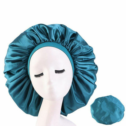 Sleep Night Cap Big Size Beauty Satin Silky Bonnet Head Cover Hat Curly Springy