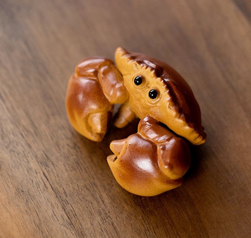 2.7" Chinese Yixing Zisha Pottery Tea Pet Crab Incense Burner Home Decoration
