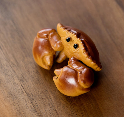 2.7" Chinese Yixing Zisha Pottery Tea Pet Crab Incense Burner Home Decoration