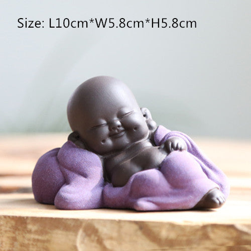 mini tea pet house decoration yixing zisha purple clay tea play on table Buddha