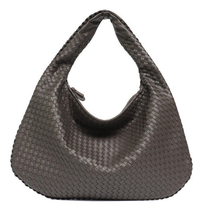 Leather Bag Woven Female Handbag Big Patchwork Zipper Women Shoulder Bags