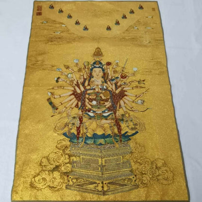 36" Tibet Tibetan Cloth Silk 1000 Arms Avalokiteshvara Kwan-yin Tangka Thangka26