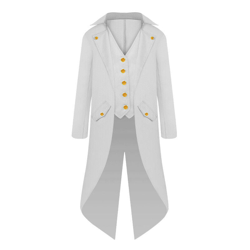 Kids Retro Halloween Cosplay Party Costume Steampunk Tailcoat Fake Two Piece