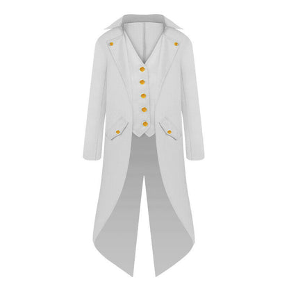 Kids Retro Halloween Cosplay Party Costume Steampunk Tailcoat Fake Two Piece