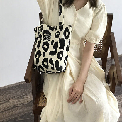 Pink Leopard Shoulder Bag Women's Totes Ladies Canvas Bags Handbag
