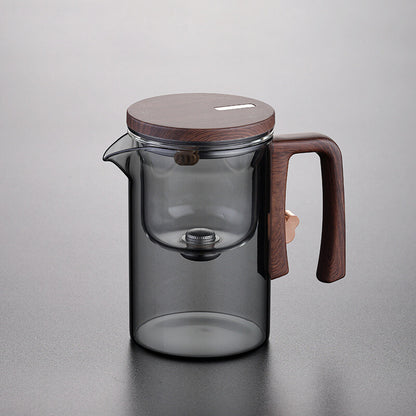 Boutique Tea Pot Matching Cup Glass Wood Handle Tea Tray Tea Water Separation