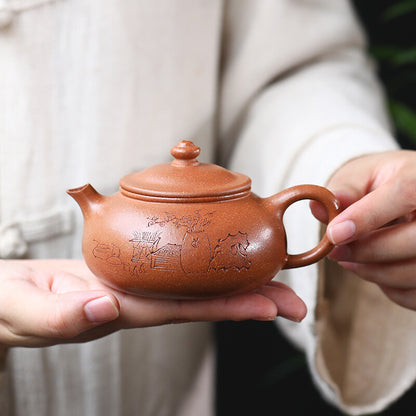 210ml Tea Pot Real Yixing Zisha Jiangpo Clay Marked Hand Carved Master Pot China