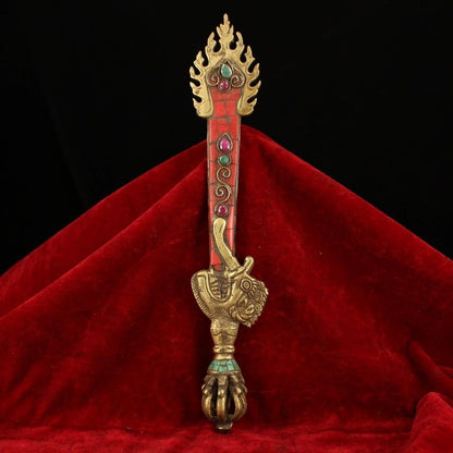 Nepal Pure Copper Manjushri Wisdom Sword Tibetan Tantric Dharma Artifact