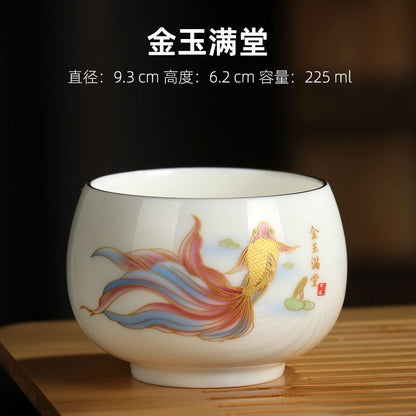 Sheep Fat Jade Porcelain Master Cup Ceramic Kung Fu Tea Cup Tea Single Cup