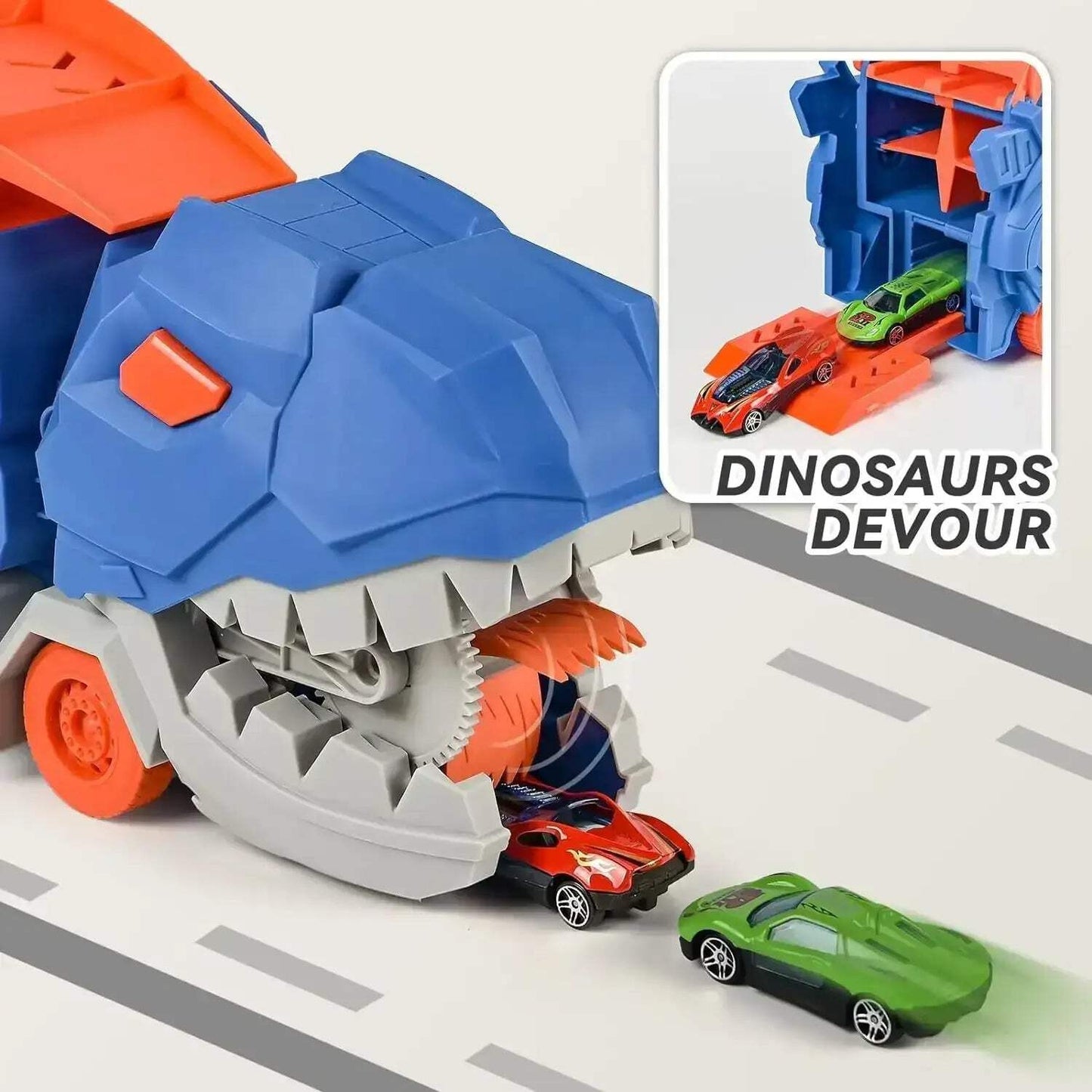 Transforming Dinosaur Truck with Race Track & Alloy Cars
