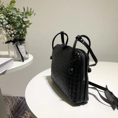 Woven Square Bag Genuine Leather Small Purse Single Shoulder Bag Crossbody Pouch