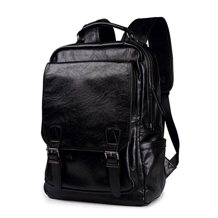 Men's Leather Backpack Shoulder Bag Weekender Travel Laptop Notebook School Bags