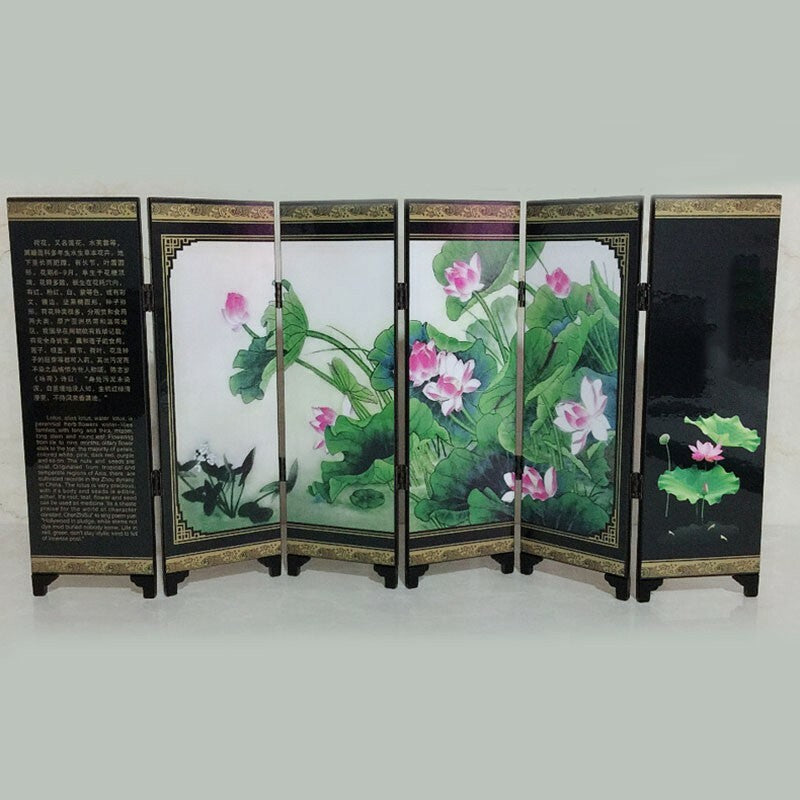 48cm Chinese Wooden Folding Screen Privacy Divider Mini Panel Desktop Decor