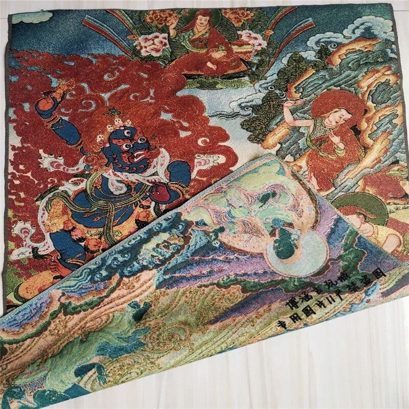 Tibetan Tangka Buddha Statue Nepalese Painting Silk Embroidery Brocade Painting