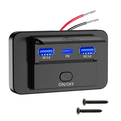 12-24V Input Voltage Universal Car Fast Charger Power Outlet On-Off Switch