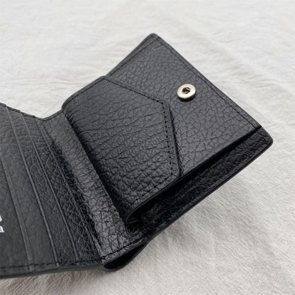 Cowhide Black Wallet Fashionable Simple Genuine Leather Wallet Card Bag 11*2*9CM