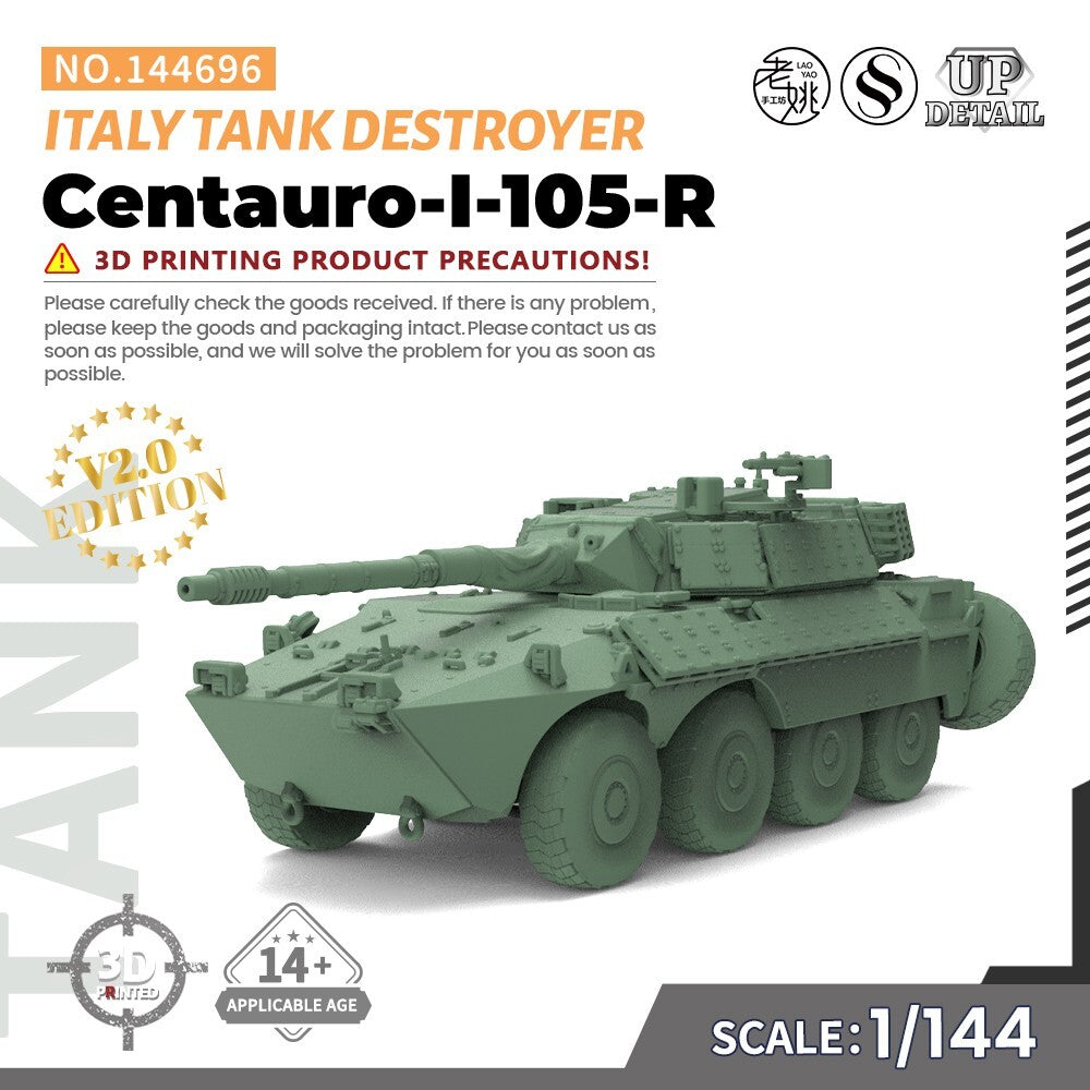 SSMODEL SS144696 1/144 Military Model Kit Italy Centauro-I-105-R Tank Destroyer