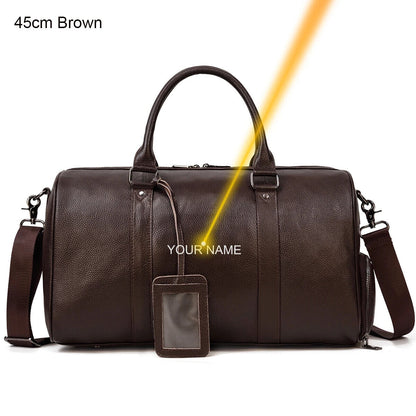 Men Women Travel Bag Cow Leather Carry On Luggage Bag Travel Shoulder Bag