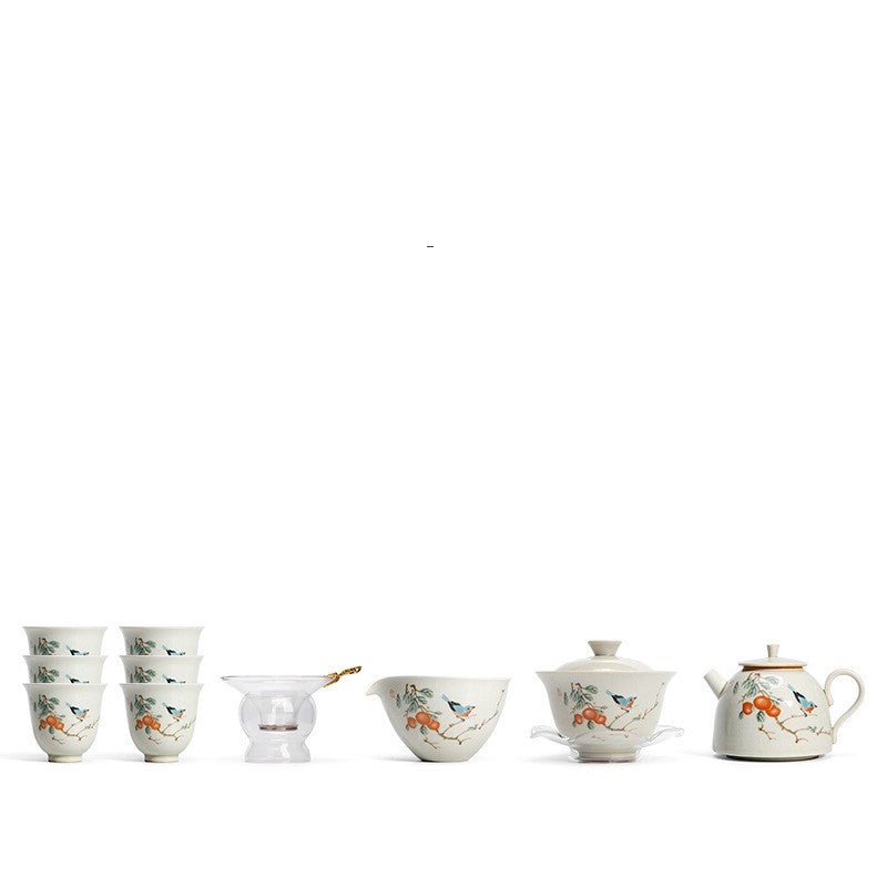 Boutique Tea Set Ruyao Craft Crackle Glaze Porcelain Tea Pot Gaiwan Matching Cup