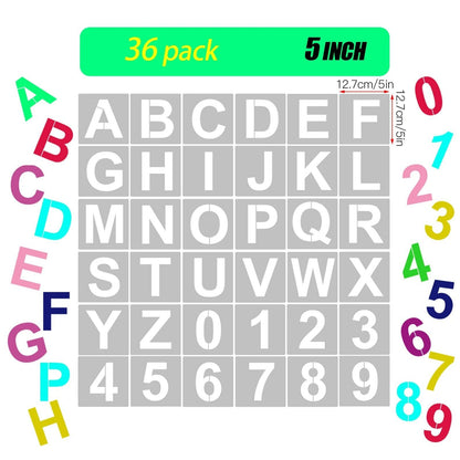 Letter Number Stencil 62Pcs PET Reusable Washable Alphabet Crafr Template 5 Inch