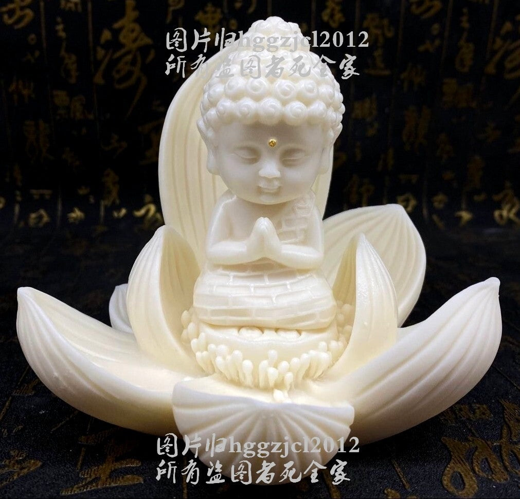 Kid Shakyamuni Buddha Statue Lotus Base Zen Buddhism Car Home Shrine Decor