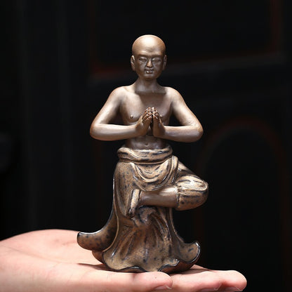 3 Pcs Porcelain Warrior Monk Statue Chinese Shaolin Temple Kung Fu Decor