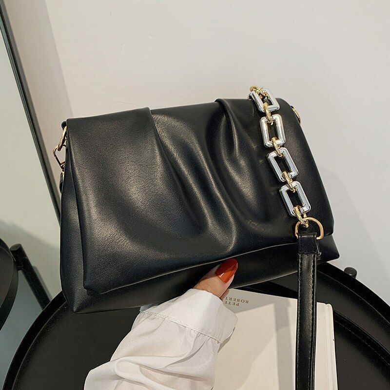 Shoulder Bags Chain Crossbody Retro Flap Synthetic Leather Big Purse 26*6*27 CM
