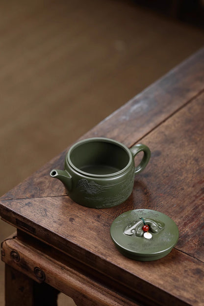 220cc chinese Yixing Handmade Zisha teapot Green Clay HanWa Gongfu Hu Tea Pot