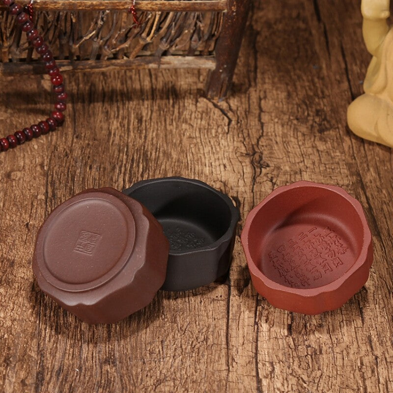 One Tea Cup Handmade Chinese Character Carved Real Yixing Zisha Purple Clay 50ml