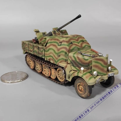 Small Scale Half-Track Truck Air Defense Sd.Kfz.7/2 Flak37 Camouflage Tank Model